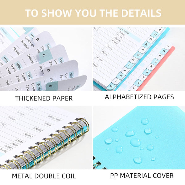 Password Book Booklet With Alphabet Organizer Notebook A6 Gray Personal Organisers
