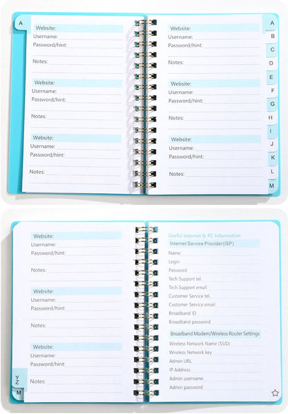 Password Book Booklet With Alphabet Organizer Notebook A6 Gray Personal Organisers