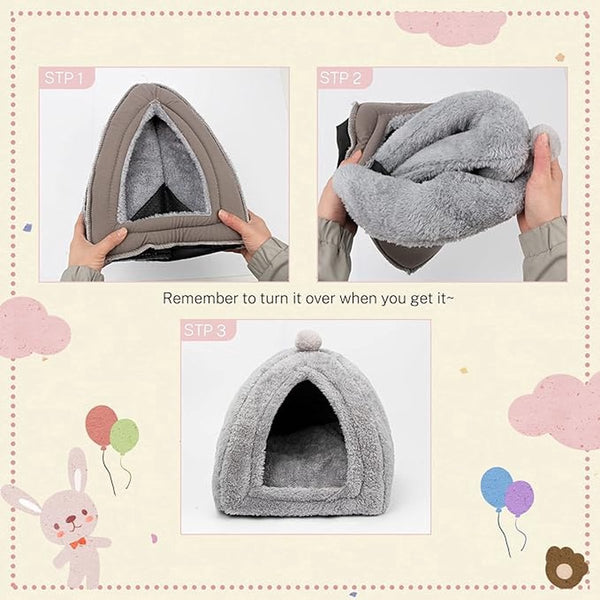 Gray Rabbit Hutch For Small Pets 34X34x36cm Indoor Rodent Cage Small Animal Cages & Hutches