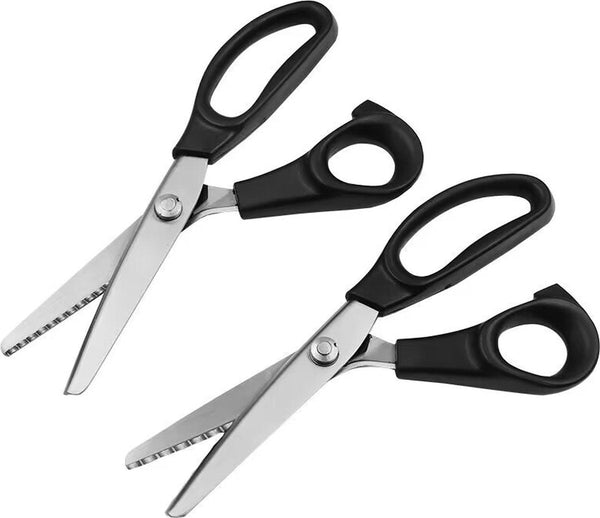 2 Pieces Pinking Shears For Fabric Scissors Textile Dressmaking Suitable / Denim Leather Black 3Mm 5Mm Metal Dressmaker's Scissors & Shears