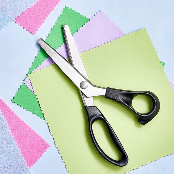 2 Pieces Pinking Shears For Fabric Scissors Textile Dressmaking Suitable / Denim Leather Black 3Mm 5Mm Metal Dressmaker's Scissors & Shears