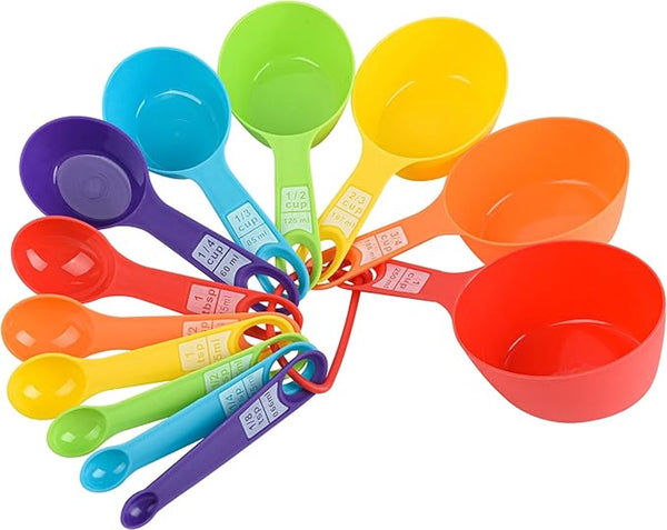 12 Piece Measuring Spoon Set Spoons Colorful Cups Pp Scoops & Kitchen Baking Utensils Coffee Plastic And 20*9.5*8.5Cm Measuring Cups Jugs & Spoons
