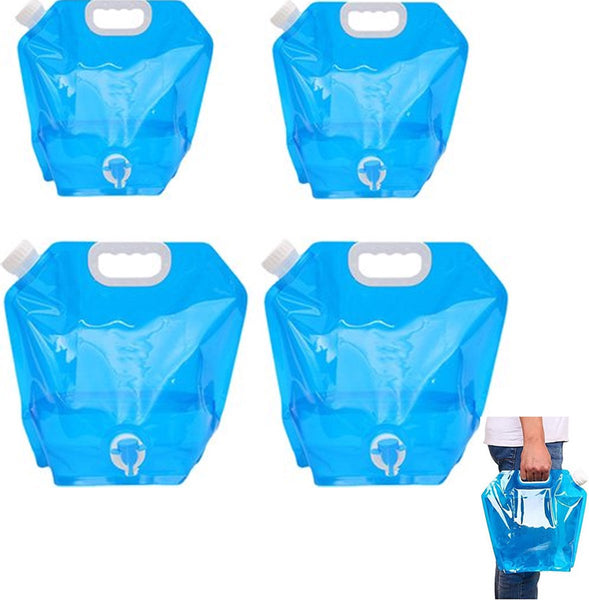 Collapsible Water Jerrycan 4 Piece Reservoir Set 5 And 10 Liter Flexible With Closed Lid Faucet Switch Emergency Outdoor Life Kit Home Portable Drinki