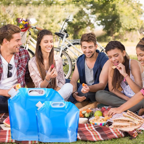 Collapsible Water Jerrycan 4 Piece Reservoir Set 5 And 10 Liter Flexible With Closed Lid Faucet Switch Emergency Outdoor Life Kit Home Portable Drinki