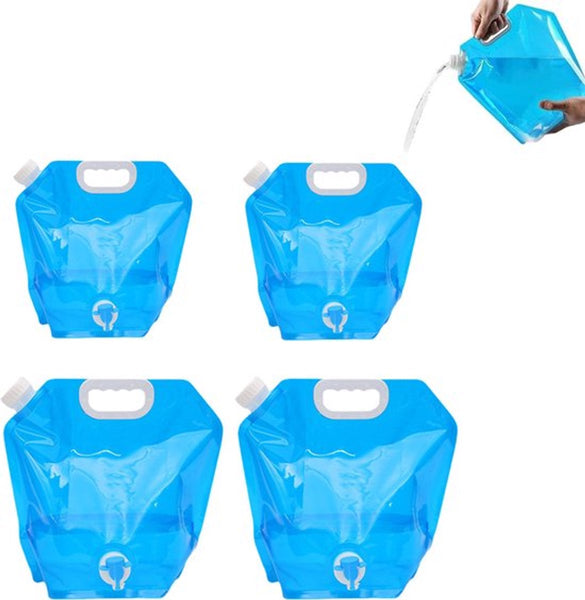 Collapsible Water Jerrycan 4 Piece Reservoir Set 5 And 10 Liter Flexible With Closed Lid Faucet Switch Emergency Outdoor Life Kit Home Portable Drinki