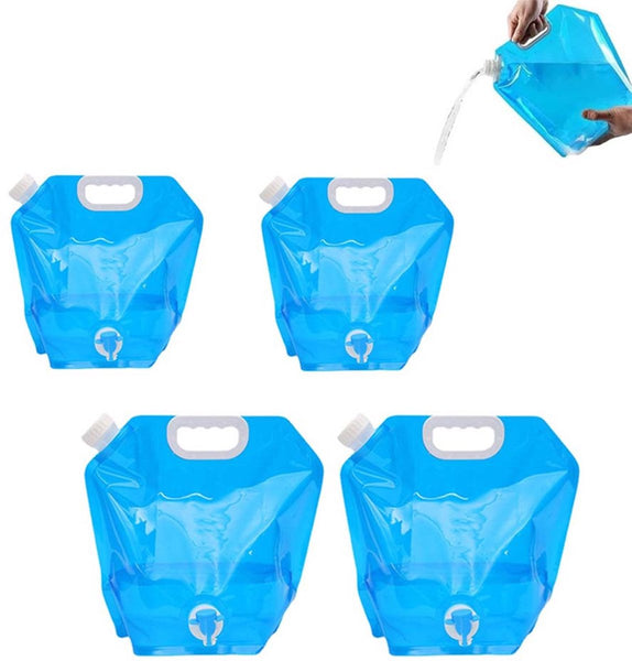 Collapsible Water Jerrycan 4 Piece Reservoir Set 5 And 10 Liter Flexible With Closed Lid Faucet Switch Emergency Outdoor Life Kit Home Portable Drinki