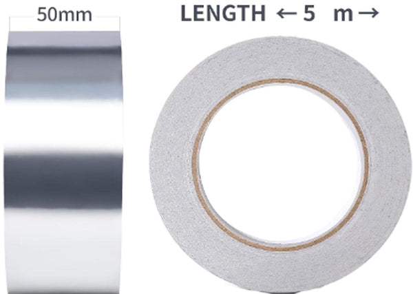 2 Pcs Aluminum Adhesive Tape Foil Sealing Insulation Heat Resistant Waterproof 5Cm X 5M For Kitchen Bathroom Electrician Metal Surface Adhesive Tapes