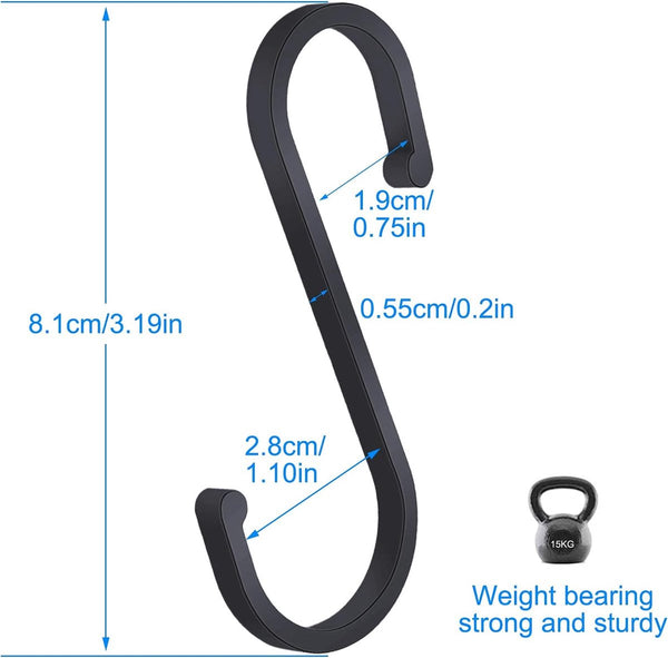 112 Pieces Hanging Hooks S 85Mm Metal For Pots And Pans Plants Coffee Cups Clothes Black Towels In The Kitchen Bedroom Bathroom Office Garden Hooks &