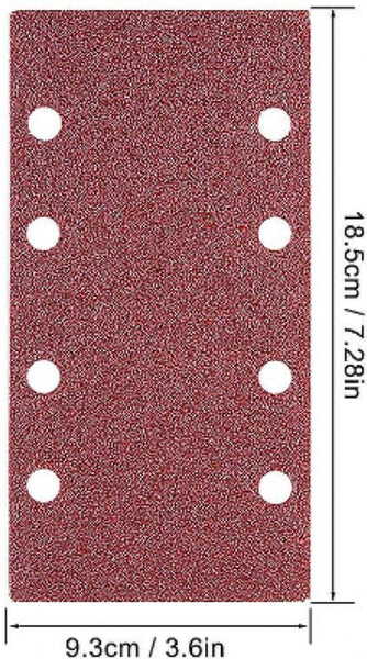 80 Piece Sandpaper Set: 40 400 Grit 185X93mm Hole Flocked Sanding Sheets Red Sanders