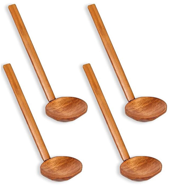Soup (4 Pcs) Long Handle Ladle For Ramen & Hotpot 22X7cm Brown Spoons