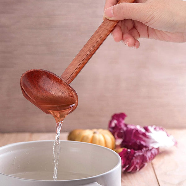 Soup (4 Pcs) Long Handle Ladle For Ramen & Hotpot 22X7cm Brown Spoons
