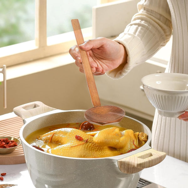 Soup (4 Pcs) Long Handle Ladle For Ramen & Hotpot 22X7cm Brown Spoons