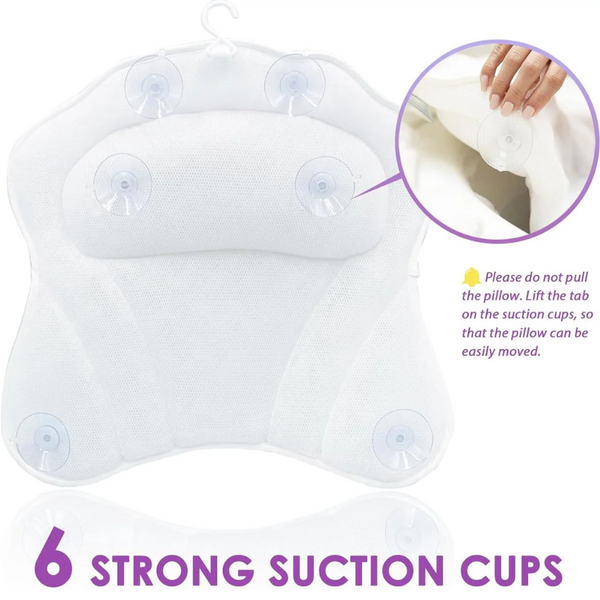 White Bath Pillow With Suction Cups For Bathtub And Jacuzzi 42X44cm Bath Pillows