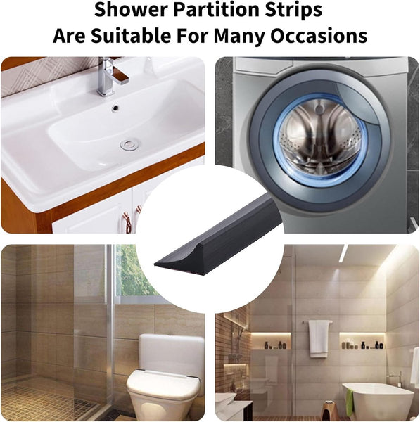 2M Foldable Shower Water Dam Black Tpe Wet Dry Separation Barrier Shower Trays & Bases