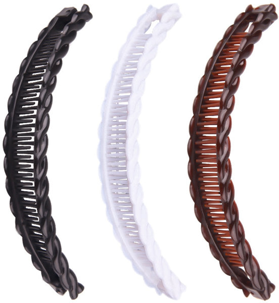 Hair Clip 3 Pieces Hairpin Banana Hairpins Women Double Comb Long Clips For Fine Thick Brown/Black/White Hair Accessories
