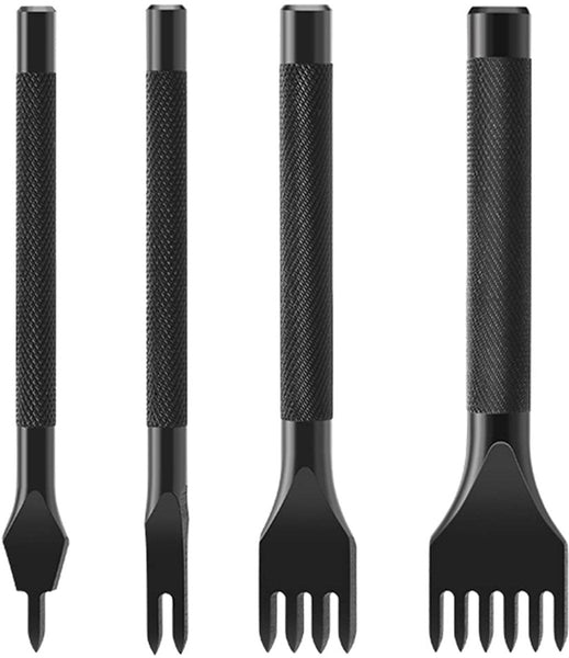 4 Pieces Leather Punch 4Mm 1/2/4/6 Claw Black Steel Length 10Cm Hole Needles Punching Tool Non Slip Handle For Belt And Diy Crafts Leather Punching To