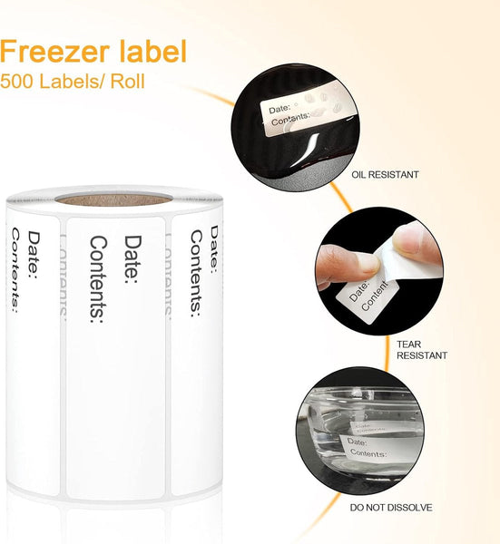 500 Pieces Freezer Labels Stickers Food Best Before 2.5*5Cm Writable For Containers Boxes Bags Kitchen Labels