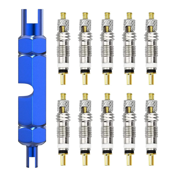 10 Piece Zinc Alloy Presta Valve Cores With Extension Wrench Bicycle Tire Repair Bike Tools