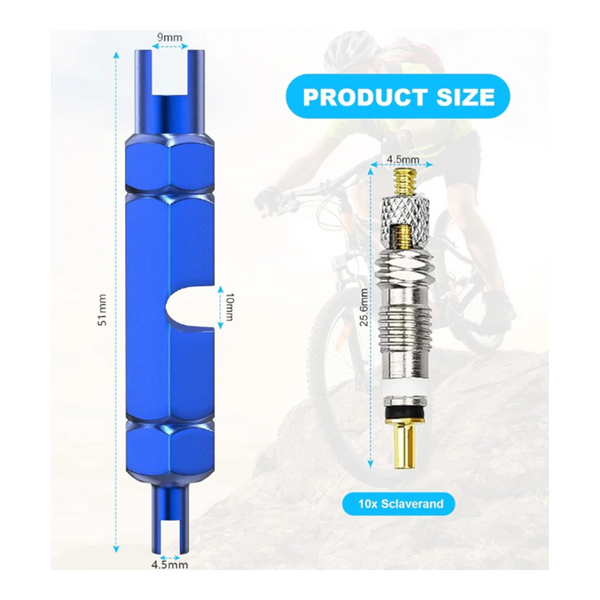 10 Piece Zinc Alloy Presta Valve Cores With Extension Wrench Bicycle Tire Repair Bike Tools