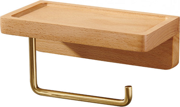 Toilet Roll Holder With Shelf Without Drilling Wood Self Adhesive Paper Color 18Cm Toilet Paper Holders & Storage