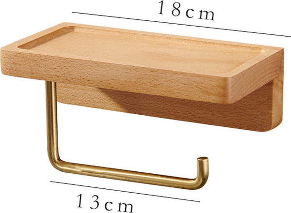 Toilet Roll Holder With Shelf Without Drilling Wood Self Adhesive Paper Color 18Cm Toilet Paper Holders & Storage