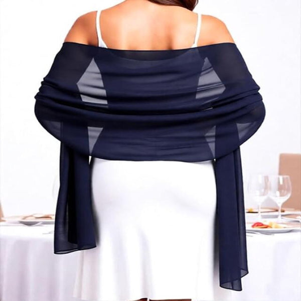 Women's Polyester Soft Thin Wrap Shawl Elegant Evening Party Scarf Blue Wedding 175 X 70Cm Scarves & Wraps