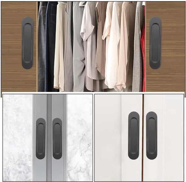 4 Pieces Sliding Door Handle Black 149*35*6 Mm Furniture Fitting Knob Self Adhesive Metal Furniture Parts