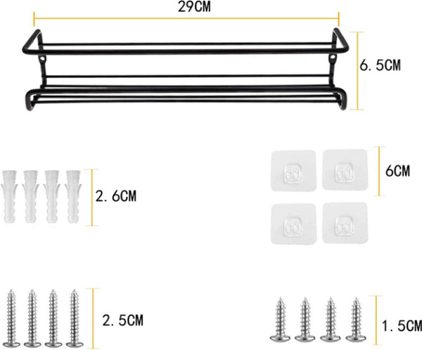 2 Pieces Wall Spice Rack Hanging Kitchen Organizer For Cupboard Black 29*6.5*6.5Cm Spice Jars & Racks