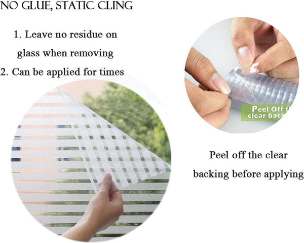 Film Easy Installation Glue Free Adhesive For Windows And Bathrooms Static 45Cm X 4M 1/2 Matte Stripes Pvc Translucent Window Film