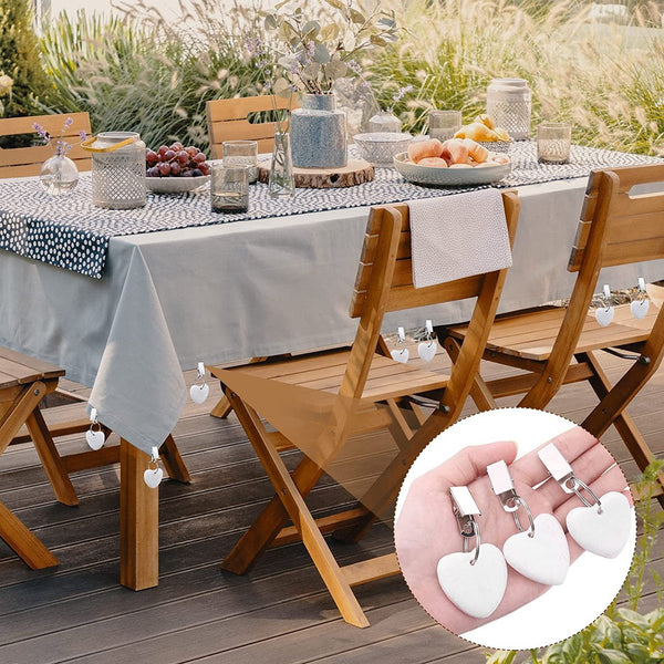 6 Piece Marble Tablecloth Weights Heavy Duty And Portable White Table Cloths