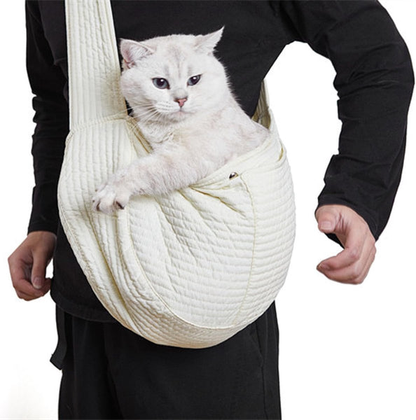 Pet Backpack For Cat And Dogs 40*11*26 Cm Shoulder Carrying Bag Carrier Adjustable Small Cats Pets From 5.5 6.5 Kg White Canvas Pet Transport