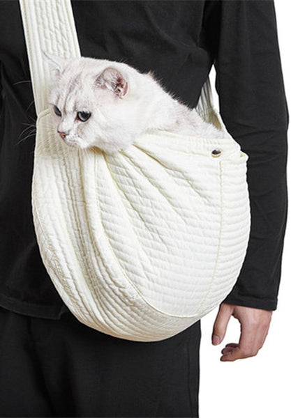 Pet Backpack For Cat And Dogs 40*11*26 Cm Shoulder Carrying Bag Carrier Adjustable Small Cats Pets From 5.5 6.5 Kg White Canvas Pet Transport