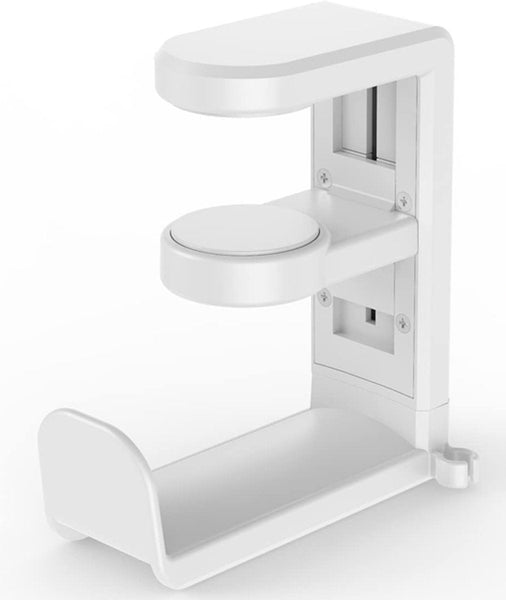 Headset Holder Headphone Hook Stand Hanger 11.43 * 10.16 4Cm Plastic White Adjustable Rotating Arm Clamp Non Slip For Under Desk Mounts & Holders