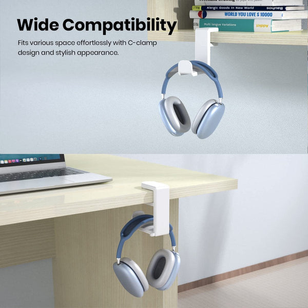 Headset Holder Headphone Hook Stand Hanger 11.43 * 10.16 4Cm Plastic White Adjustable Rotating Arm Clamp Non Slip For Under Desk Mounts & Holders