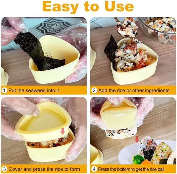 2 Piece Set Onigiri Mold Mould Shape Triangular Rice Ball Pp 7*7.5*4 Cm Former Yellow Kitchen Tools Sushi Maker Pasta Makers Moulds & Presses