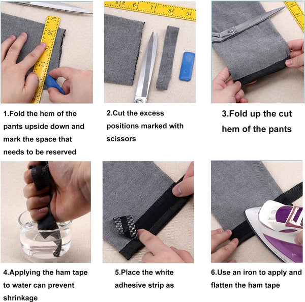 Iron On Tape Easily Shorten Trousers Yourself Black Hem For Shortening Aid 10 Meters 2.5 Cm Wide Polyester Other Sewing