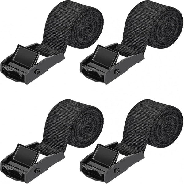 4 Pieces Polyester Lashing Straps With Buckle 25Mm X 1.5M Black Strapping Hardware