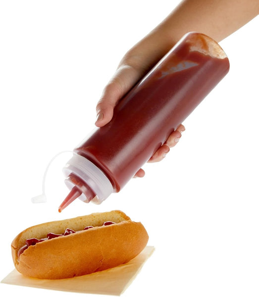 3 Pieces 360 Ml Squeeze Bottle Dosing Sauce Bottles For Garnish Or Batter Plastic White With Spout Cap 6*6*20Cm Spice Jars & Racks