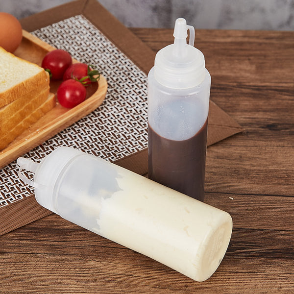 3 Pieces 360 Ml Squeeze Bottle Dosing Sauce Bottles For Garnish Or Batter Plastic White With Spout Cap 6*6*20Cm Spice Jars & Racks