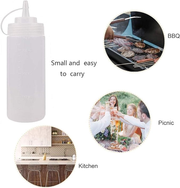 3 Pieces 360 Ml Squeeze Bottle Dosing Sauce Bottles For Garnish Or Batter Plastic White With Spout Cap 6*6*20Cm Spice Jars & Racks