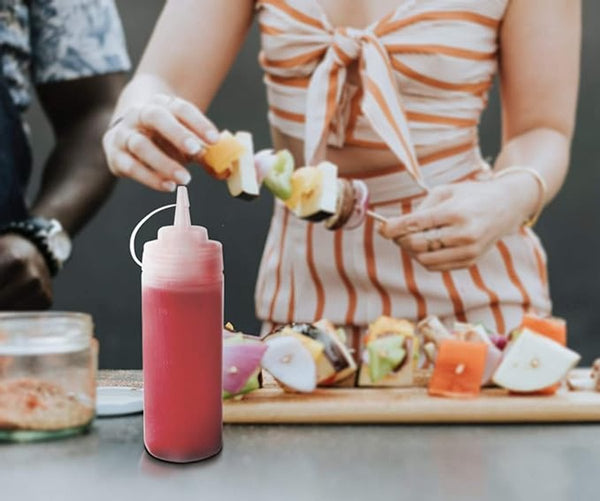 3 Pieces 360 Ml Squeeze Bottle Dosing Sauce Bottles For Garnish Or Batter Plastic White With Spout Cap 6*6*20Cm Spice Jars & Racks