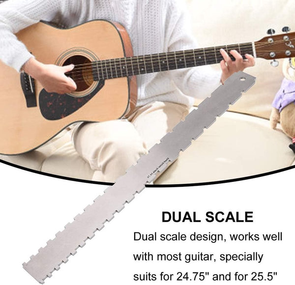 Guitar Neck Notched Straight Edge Luthiers Tool Fretboard Measuring For Guitars Leveling Ruler Double Teeth 420*37*2.5Mm 62 65Cm Frets Other Measuring