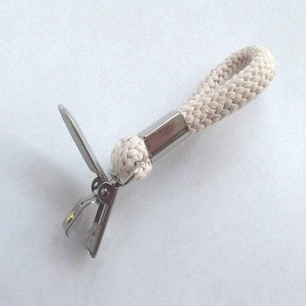 Towel Hooks 10 Pieces Tea Clips Iron And Cotton Rope Beige Silver 2.3X11.5Cm For Hanging Towels Beach Bath Wall Hooks & Hangers