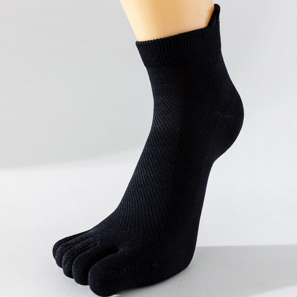 Pairs Toe Yoga Runner Black White Men's Size 41 44 Solid Color Socks