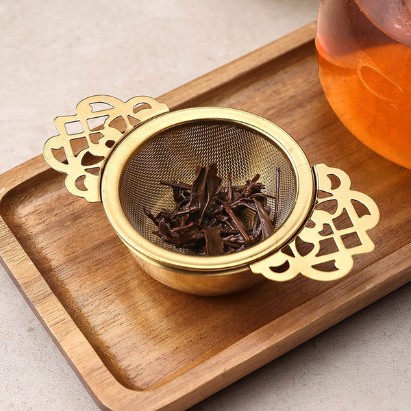 2 Pieces Tea Strainer With Handle And Drip Plate Gold Filter For Loose Infuser Stainless Steel 11.2*6.5*2.5Cm Other Coffee Tea & Espresso Makers