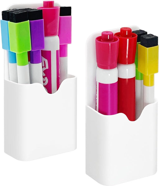 2 Pcs Magnetic Dry Erase Marker Pencil For Fridge Whiteboard School Office Home Organizer 5.6*12Cm Pen Holders