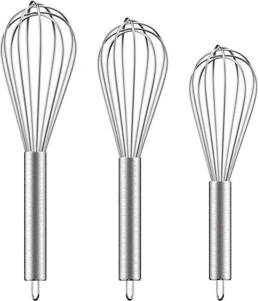 3 Pieces Egg Beater Hand Mixer Manual 8 Inch + 10 12 Cream For Baking The Kitchen Silver Stainless Steel Other Kitchen Gadgets