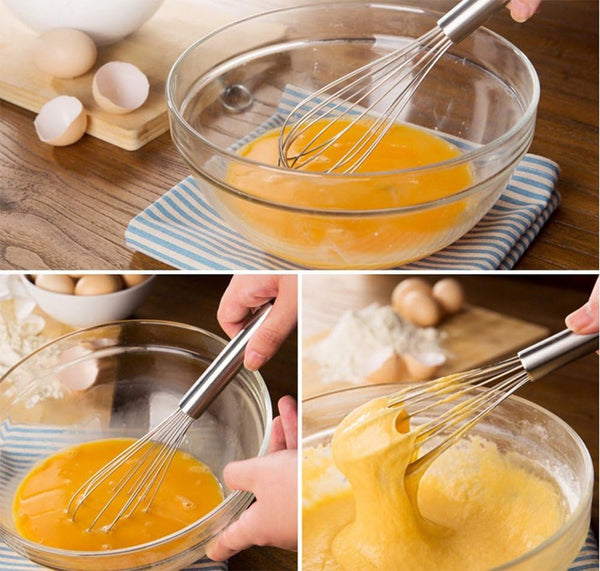 3 Pieces Egg Beater Hand Mixer Manual 8 Inch + 10 12 Cream For Baking The Kitchen Silver Stainless Steel Other Kitchen Gadgets