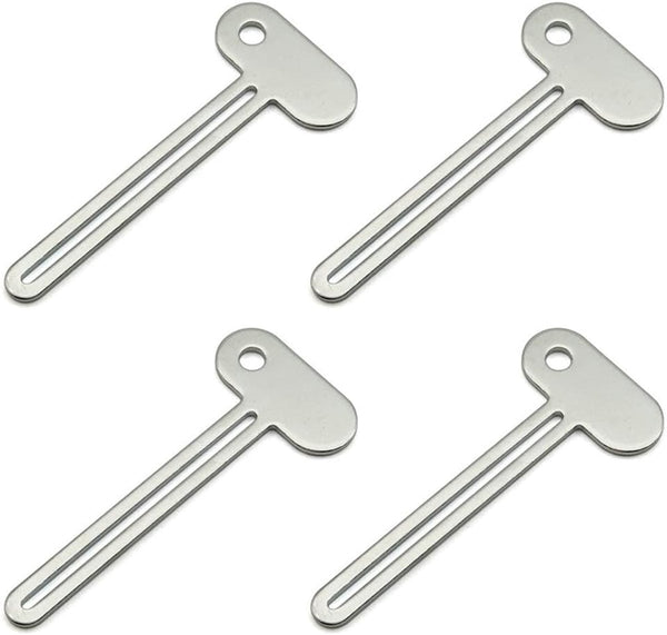 Toothpaste Squeezer 4Pieces Tube Stainless Steel Silver Key Shaped Environmentally Friendly Ergonomic Design Suitable For Creams Gels Other Bathroom A