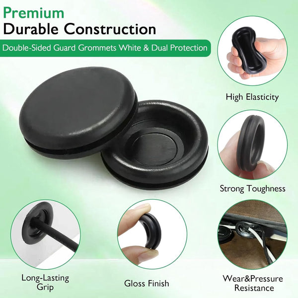 200 Pack Black Rubber Grommets 7Mm / 25Mm Wire & Cable Protection Cable Cleats Clamps & Ties